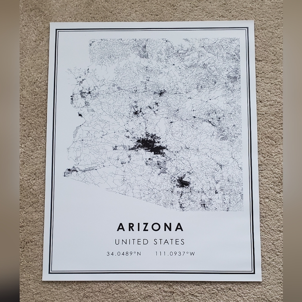 Arizona map print 16x20"